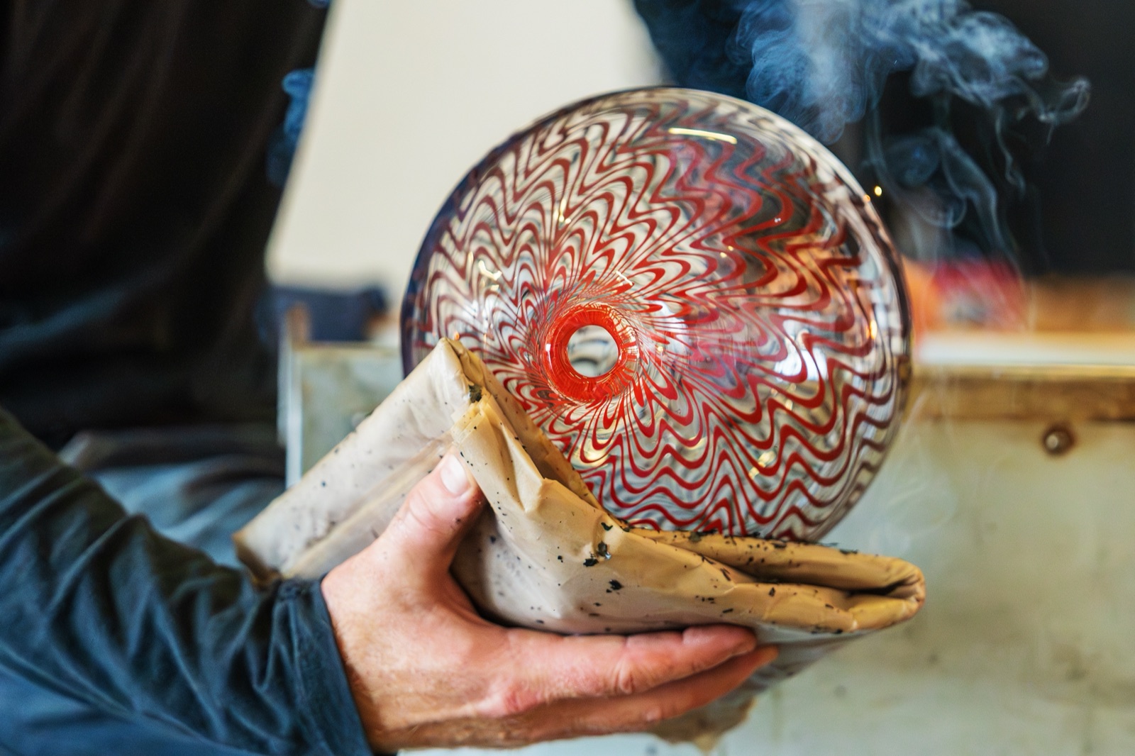 Glassblower at work in a Murano workshop