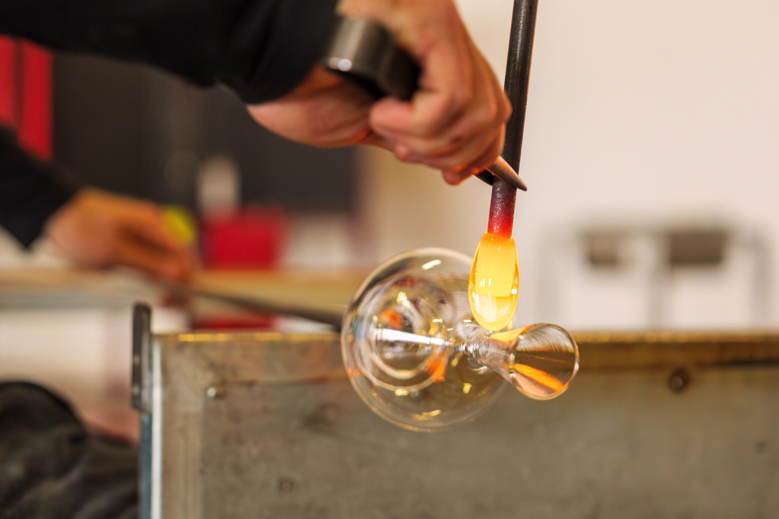 Glassblowing in a Murano furnace